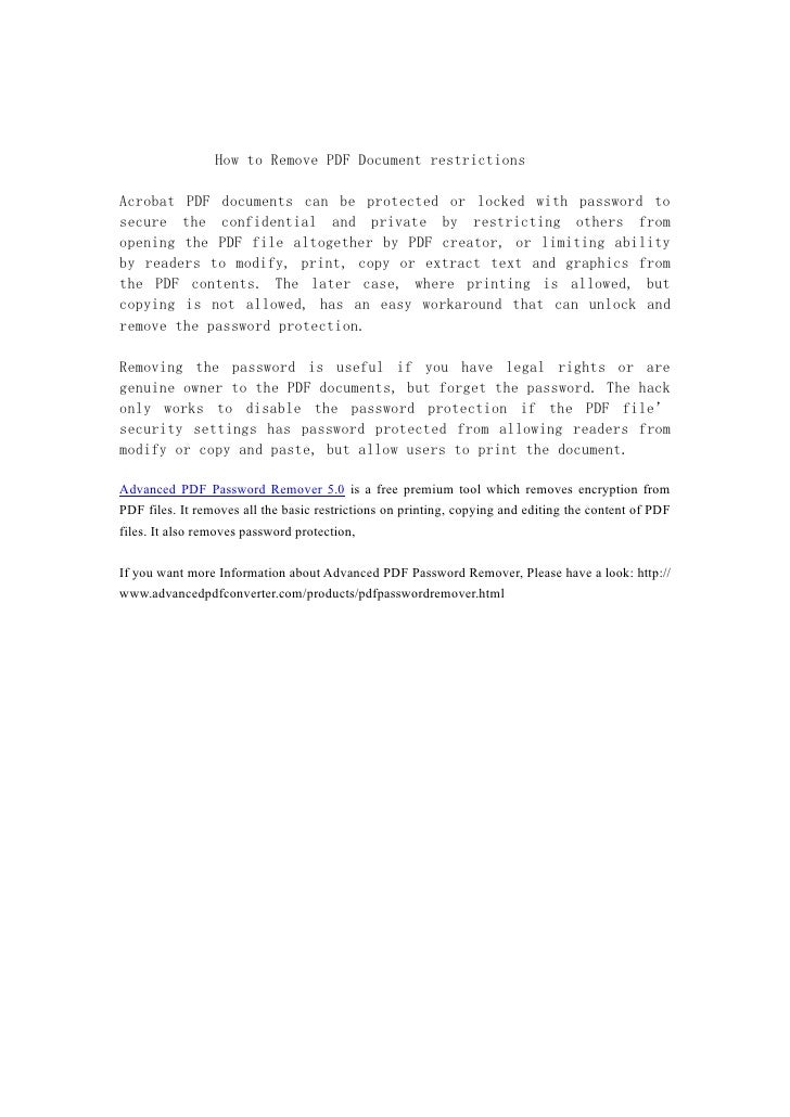 Remove Restrictions From Pdf